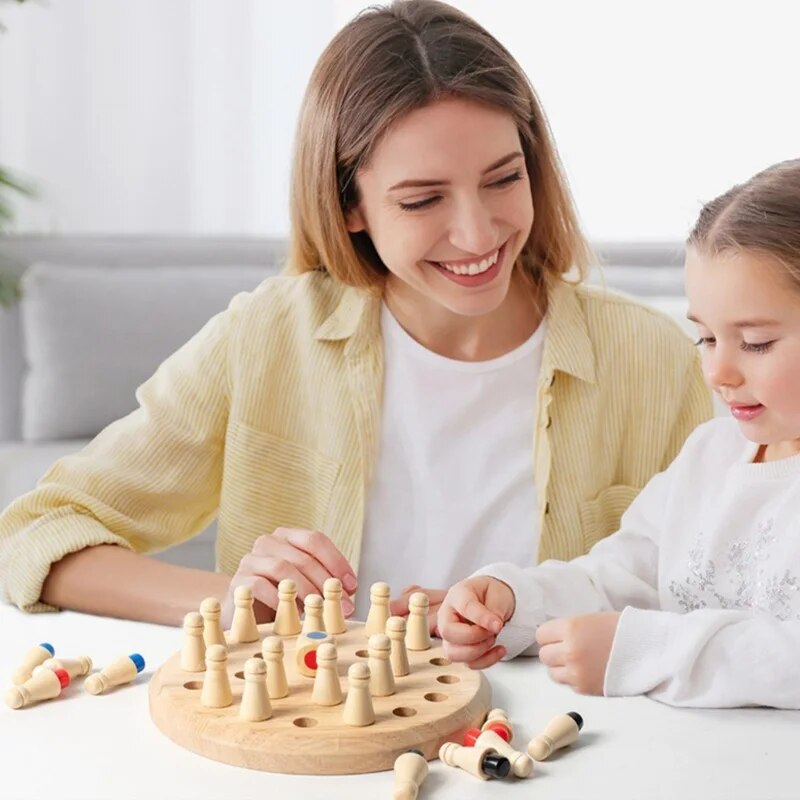 Interactive Wooden Memory Chess Game - Perfect for Kids and Adults