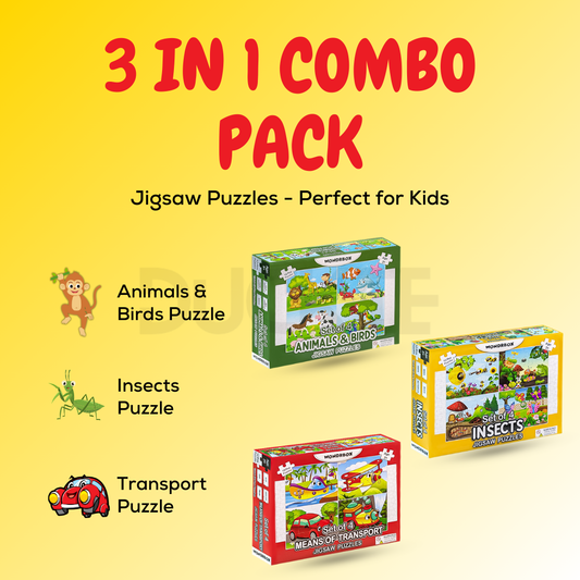 3 in 1 Jigsaw Puzzles Combo Pack - Pack of 3 Puzzles