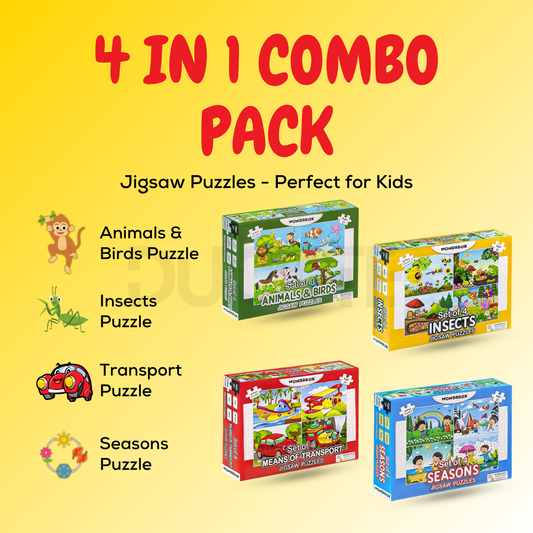 4 in 1 Jigsaw Puzzles Combo Pack - Pack of 4 Puzzles