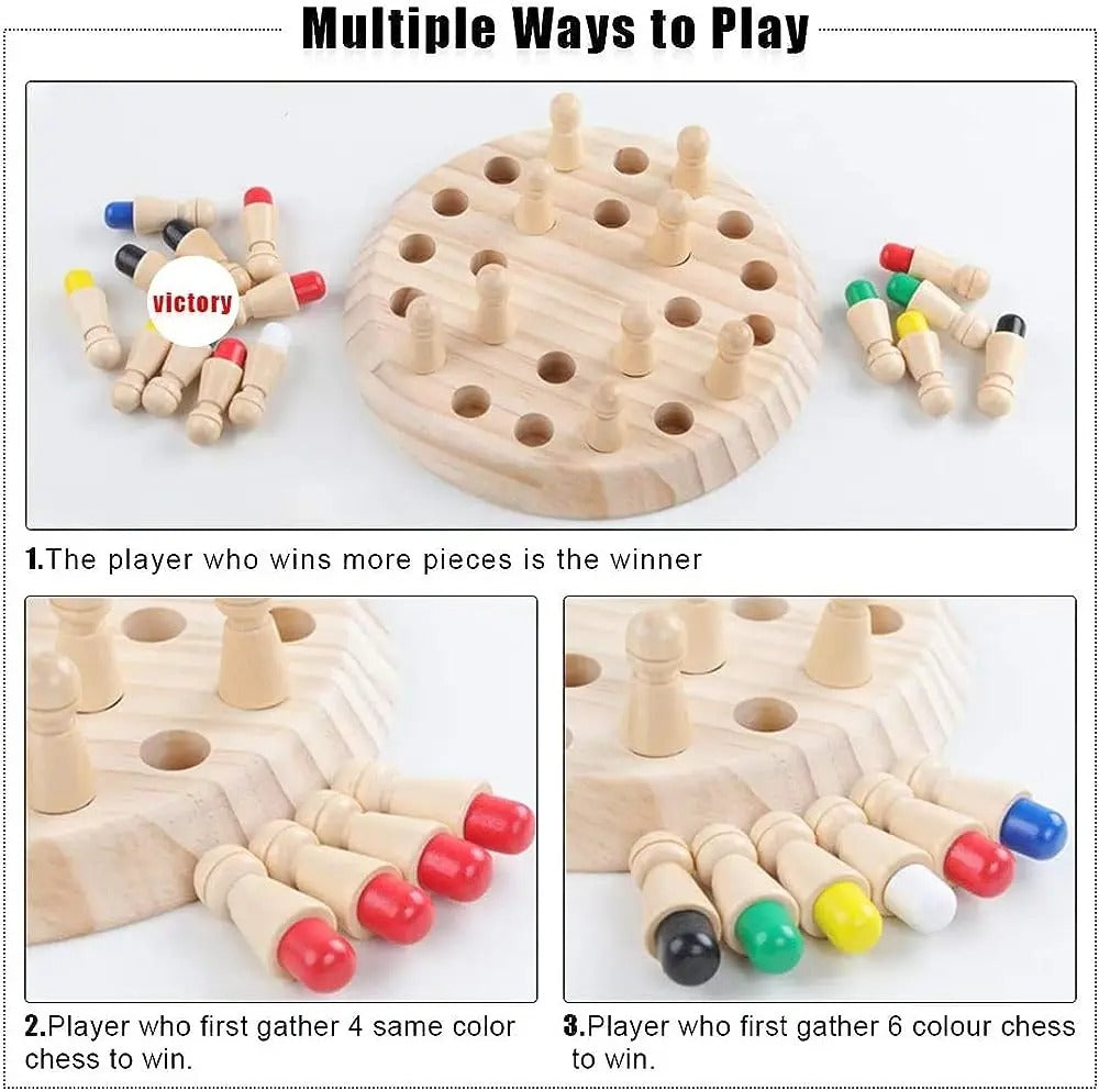 Interactive Wooden Memory Chess Game - Perfect for Kids and Adults