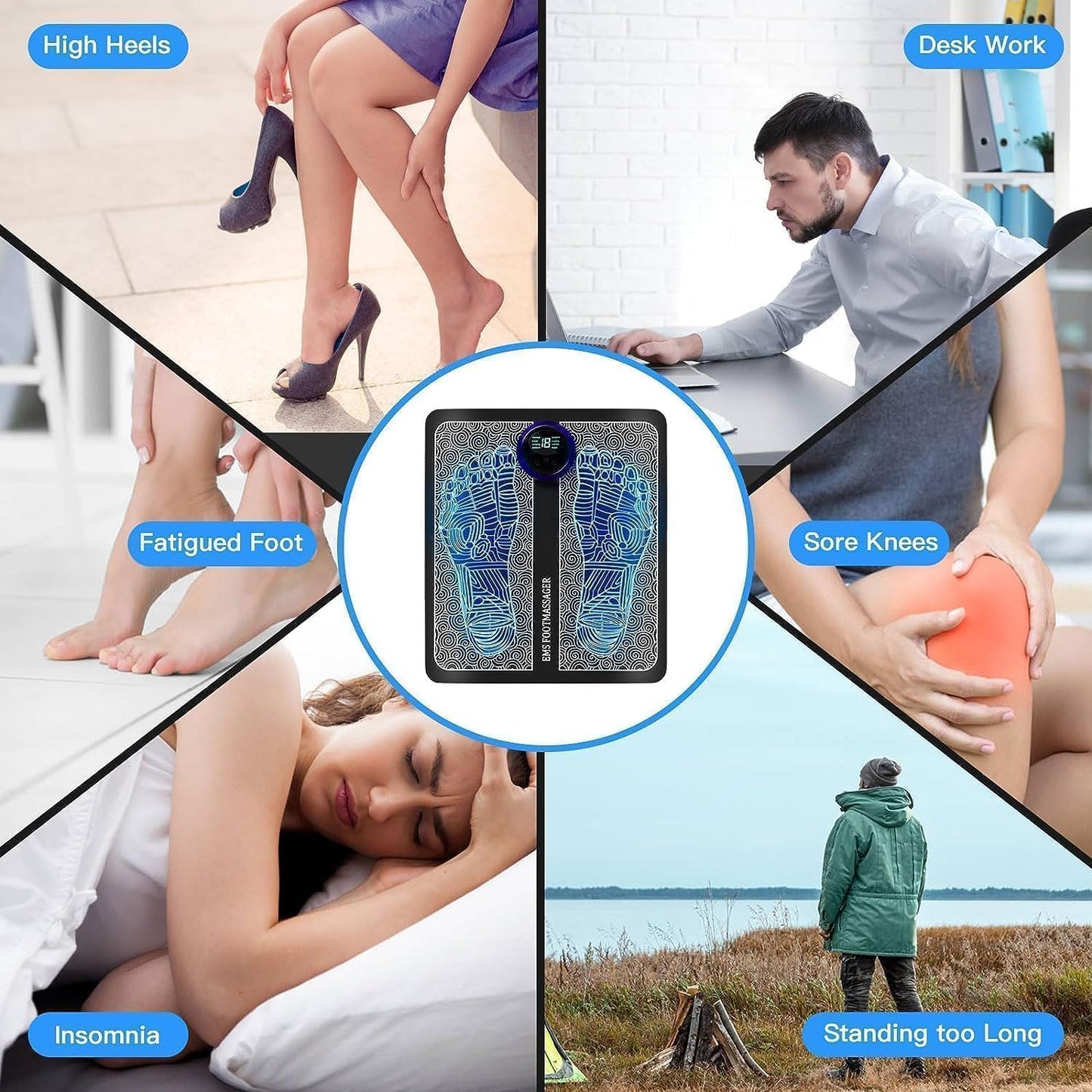 Vibrating EMS Foot Massager Pad – Electric Muscle Stimulator for Pain Relief, Circulation & Relaxation at Home