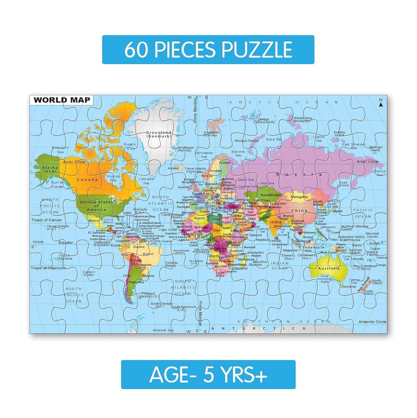 World Map Jigsaw Puzzles for 5+ Year Old Kids